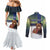 Personalized Finland Couples Matching Mermaid Dress and Long Sleeve Button Shirt Brown Bear With Symbol Under The Aurora Sky - Wonder Print Shop