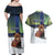 Personalized Finland Couples Matching Off Shoulder Maxi Dress and Hawaiian Shirt Brown Bear With Symbol Under The Aurora Sky - Wonder Print Shop