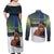 Personalized Finland Couples Matching Off Shoulder Maxi Dress and Long Sleeve Button Shirt Brown Bear With Symbol Under The Aurora Sky - Wonder Print Shop
