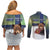 Personalized Finland Couples Matching Off Shoulder Short Dress and Long Sleeve Button Shirt Brown Bear With Symbol Under The Aurora Sky - Wonder Print Shop