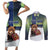 Personalized Finland Couples Matching Short Sleeve Bodycon Dress and Long Sleeve Button Shirt Brown Bear With Symbol Under The Aurora Sky - Wonder Print Shop