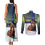 Personalized Finland Couples Matching Tank Maxi Dress and Long Sleeve Button Shirt Brown Bear With Symbol Under The Aurora Sky - Wonder Print Shop