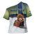 Personalized Finland Cross Shoulder Shirt Brown Bear With Symbol Under The Aurora Sky - Wonder Print Shop