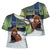 Personalized Finland Cross Shoulder Shirt Brown Bear With Symbol Under The Aurora Sky - Wonder Print Shop