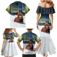 Personalized Finland Family Matching Mermaid Dress and Hawaiian Shirt Brown Bear With Symbol Under The Aurora Sky - Wonder Print Shop