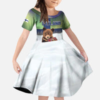 Personalized Finland Family Matching Off Shoulder Maxi Dress and Hawaiian Shirt Brown Bear With Symbol Under The Aurora Sky - Wonder Print Shop