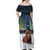 Personalized Finland Family Matching Off Shoulder Maxi Dress and Hawaiian Shirt Brown Bear With Symbol Under The Aurora Sky - Wonder Print Shop