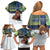 Personalized Finland Family Matching Off Shoulder Short Dress and Hawaiian Shirt Brown Bear With Symbol Under The Aurora Sky - Wonder Print Shop