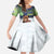 Personalized Finland Family Matching Short Sleeve Bodycon Dress and Hawaiian Shirt Brown Bear With Symbol Under The Aurora Sky - Wonder Print Shop