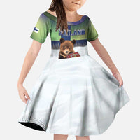 Personalized Finland Family Matching Summer Maxi Dress and Hawaiian Shirt Brown Bear With Symbol Under The Aurora Sky - Wonder Print Shop