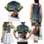 Personalized Finland Family Matching Tank Maxi Dress and Hawaiian Shirt Brown Bear With Symbol Under The Aurora Sky - Wonder Print Shop
