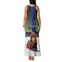 Personalized Finland Family Matching Tank Maxi Dress and Hawaiian Shirt Brown Bear With Symbol Under The Aurora Sky - Wonder Print Shop