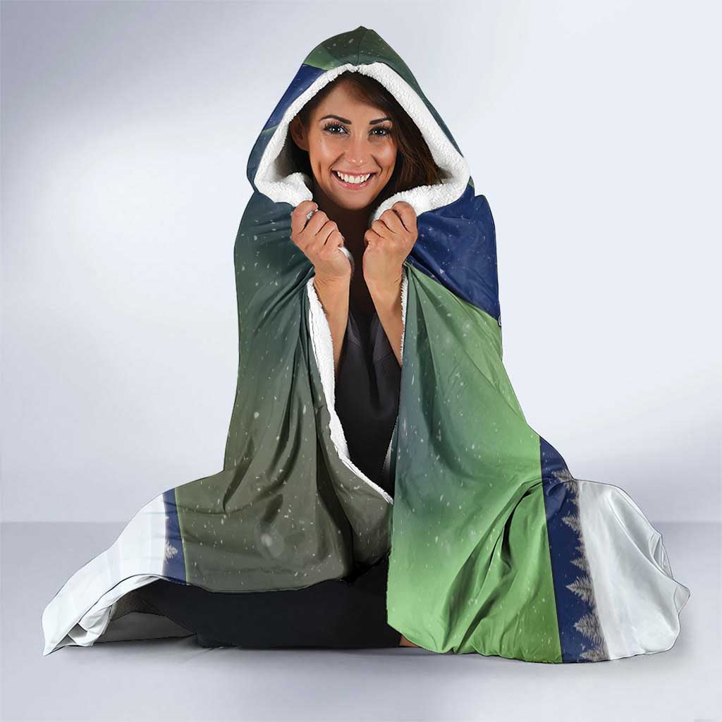 Finland Hooded Blanket Brown Bear With Symbol Under The Aurora Sky - Wonder Print Shop