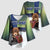 Personalized Finland Kimono Sleeve Blouse Brown Bear With Symbol Under The Aurora Sky - Wonder Print Shop