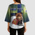 Personalized Finland Kimono Sleeve Blouse Brown Bear With Symbol Under The Aurora Sky - Wonder Print Shop