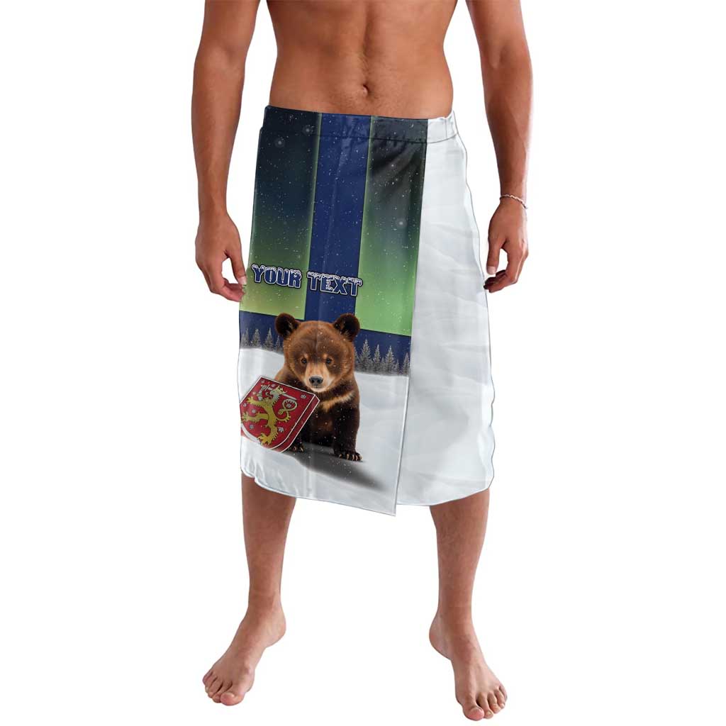 Personalized Finland Lavalava Brown Bear With Symbol Under The Aurora Sky - Wonder Print Shop