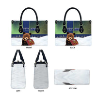 Finland Leather Bag Brown Bear With Symbol Under The Aurora Sky - Wonder Print Shop