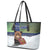 Finland Leather Tote Bag Brown Bear With Symbol Under The Aurora Sky - Wonder Print Shop