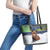 Finland Leather Tote Bag Brown Bear With Symbol Under The Aurora Sky - Wonder Print Shop