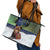 Finland Leather Tote Bag Brown Bear With Symbol Under The Aurora Sky - Wonder Print Shop