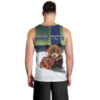 Personalized Finland Men Tank Top Brown Bear With Symbol Under The Aurora Sky - Wonder Print Shop