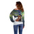 Personalized Finland Off Shoulder Sweater Brown Bear With Symbol Under The Aurora Sky - Wonder Print Shop