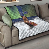 Finland Quilt Brown Bear With Symbol Under The Aurora Sky - Wonder Print Shop