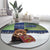 Finland Round Carpet Brown Bear With Symbol Under The Aurora Sky - Wonder Print Shop