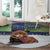 Finland Round Carpet Brown Bear With Symbol Under The Aurora Sky - Wonder Print Shop