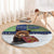 Finland Round Carpet Brown Bear With Symbol Under The Aurora Sky - Wonder Print Shop
