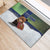 Finland Rubber Doormat Brown Bear With Symbol Under The Aurora Sky - Wonder Print Shop
