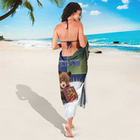 Finland Sarong Brown Bear With Symbol Under The Aurora Sky - Wonder Print Shop