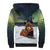 Personalized Finland Sherpa Hoodie Brown Bear With Symbol Under The Aurora Sky - Wonder Print Shop