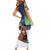 Personalized Finland Short Sleeve Bodycon Dress Brown Bear With Symbol Under The Aurora Sky - Wonder Print Shop