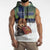 Personalized Finland Sleeveless Hoodie Brown Bear With Symbol Under The Aurora Sky - Wonder Print Shop