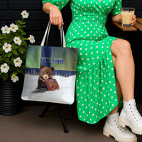 Finland Tote Bag Brown Bear With Symbol Under The Aurora Sky - Wonder Print Shop