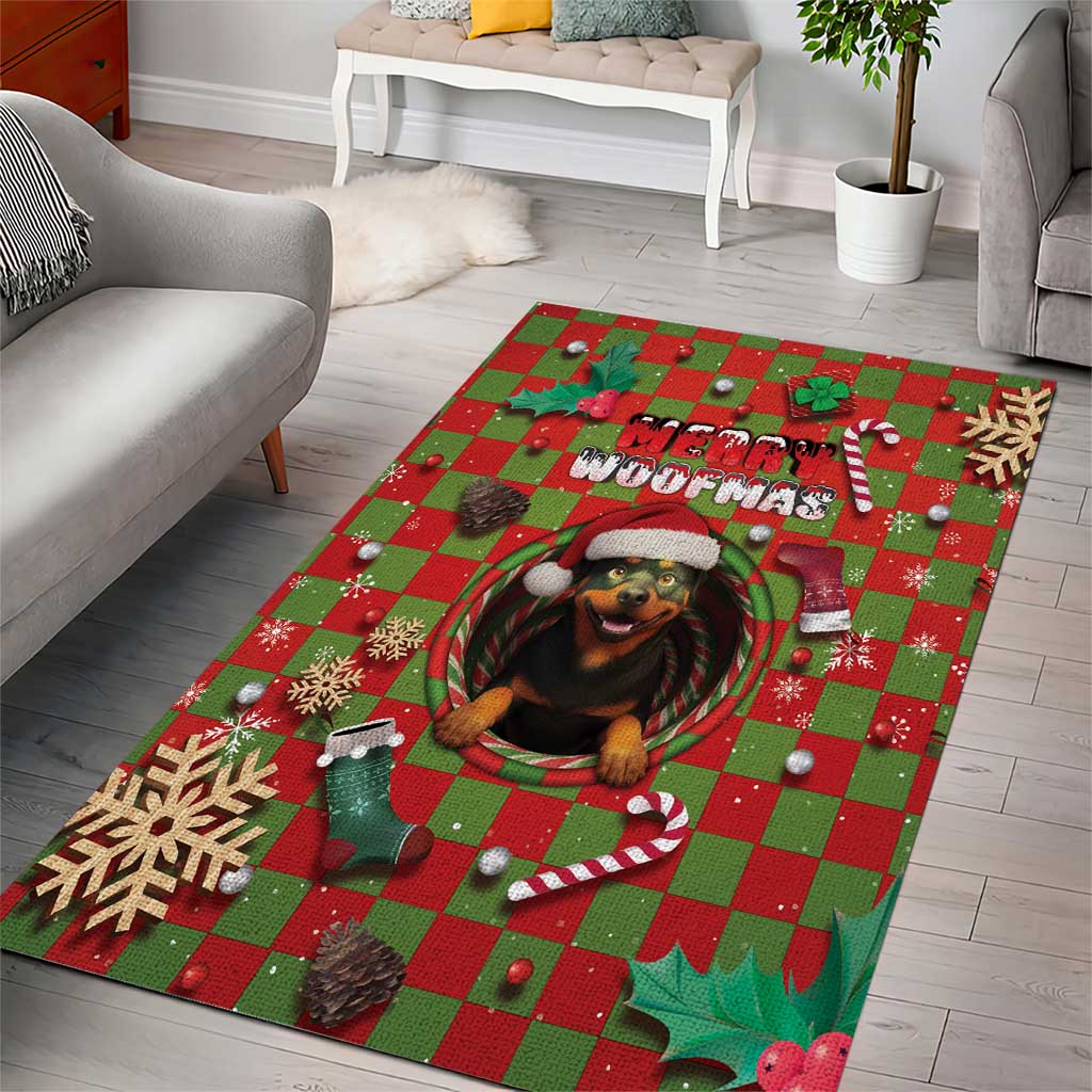 Rottweiler Christmas Area Rug Merry Woofmas - Wonder Print Shop