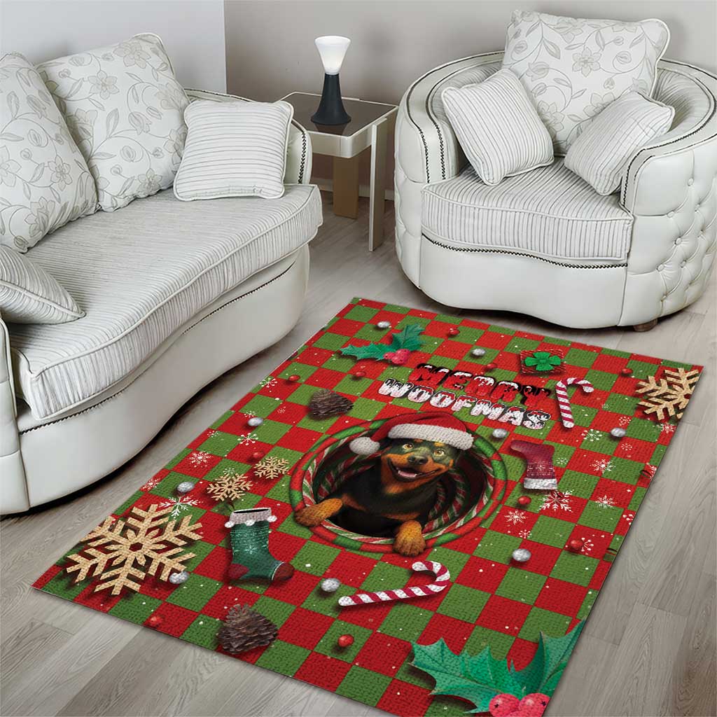 Rottweiler Christmas Area Rug Merry Woofmas - Wonder Print Shop