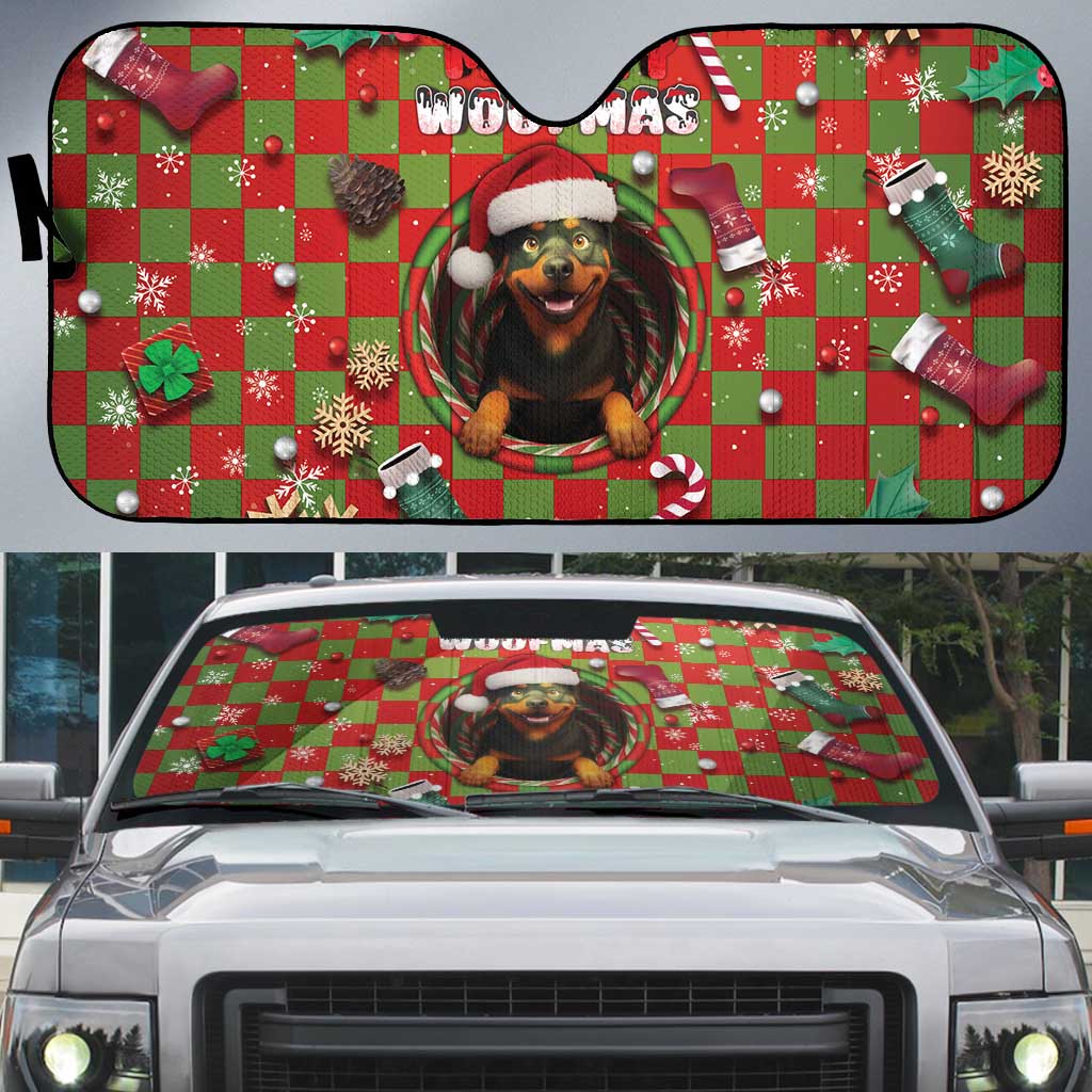 Rottweiler Christmas Auto Sun Shade Merry Woofmas - Wonder Print Shop