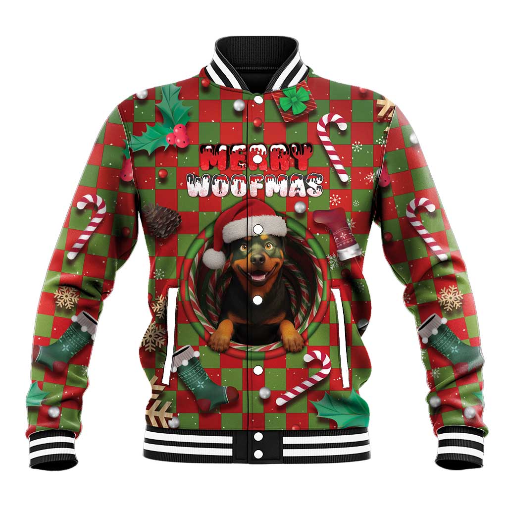 Rottweiler Christmas Baseball Jacket Merry Woofmas - Wonder Print Shop