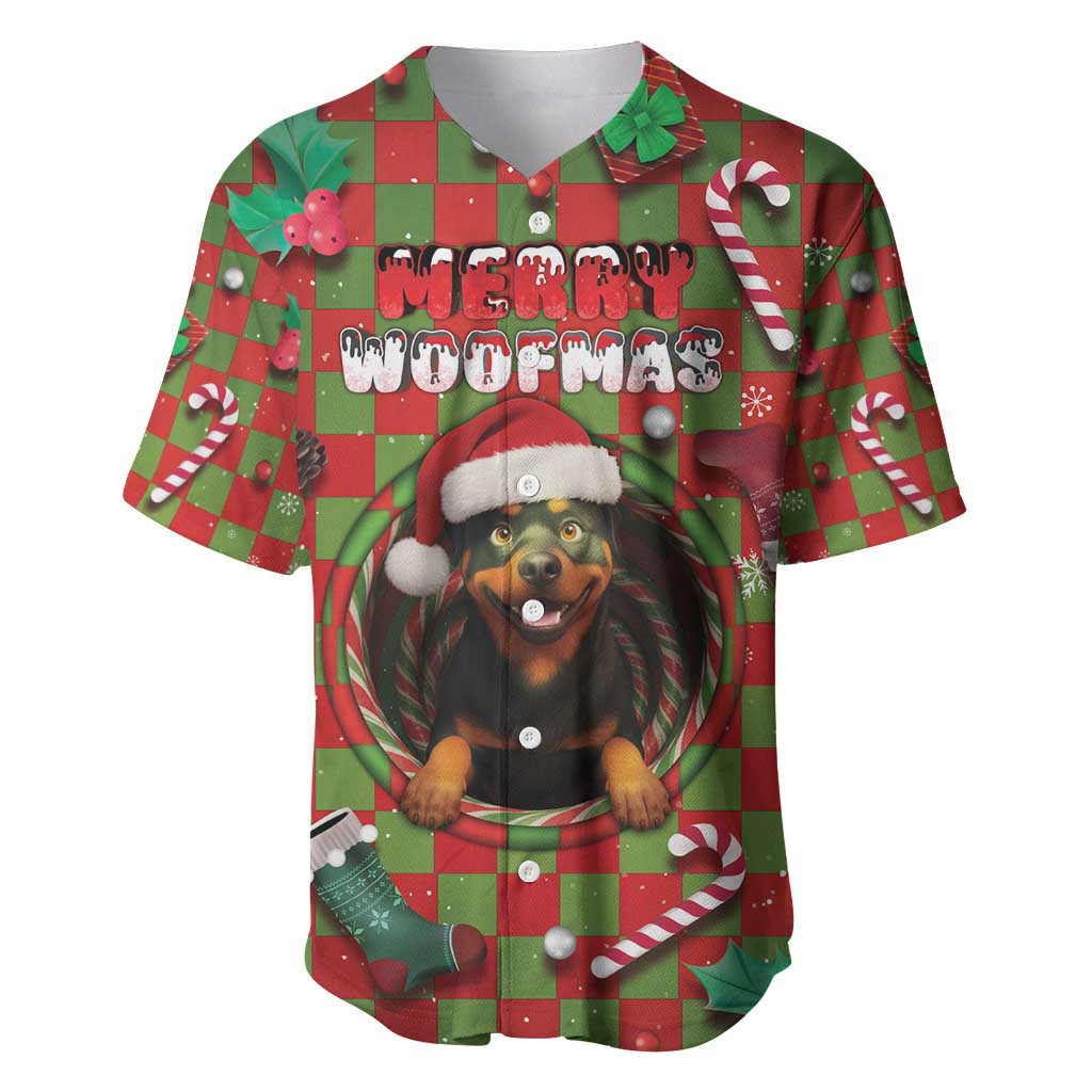 Rottweiler Christmas Baseball Jersey Merry Woofmas - Wonder Print Shop
