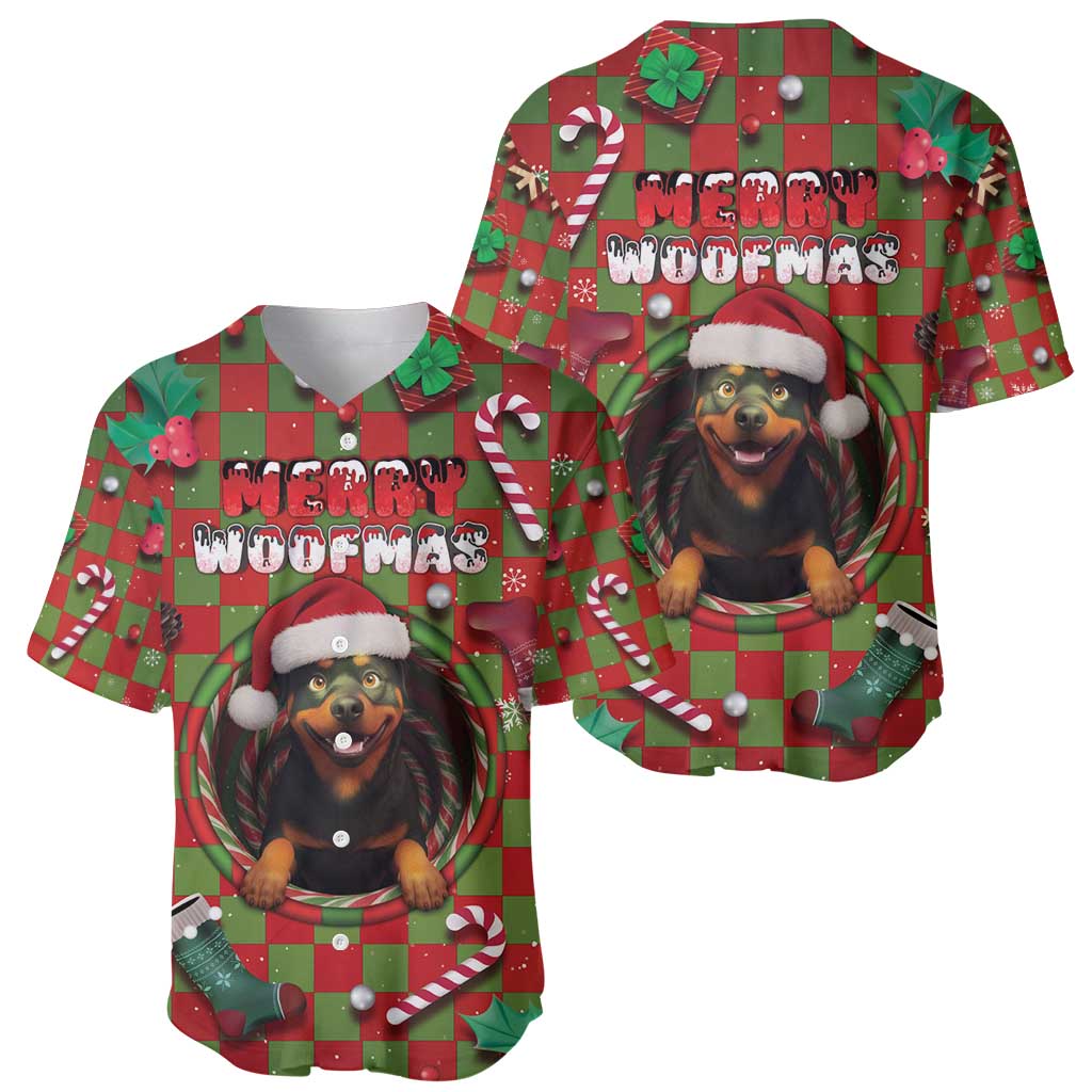 Rottweiler Christmas Baseball Jersey Merry Woofmas - Wonder Print Shop