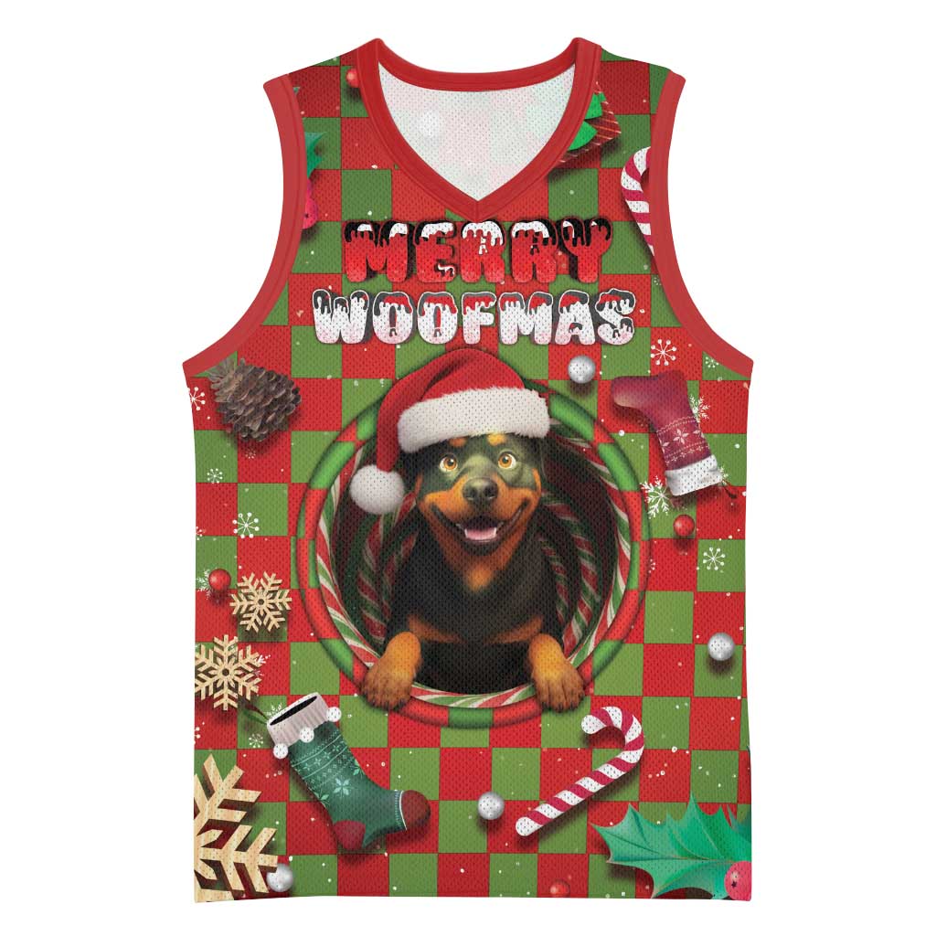 Rottweiler Christmas Basketball Jersey Merry Woofmas - Wonder Print Shop
