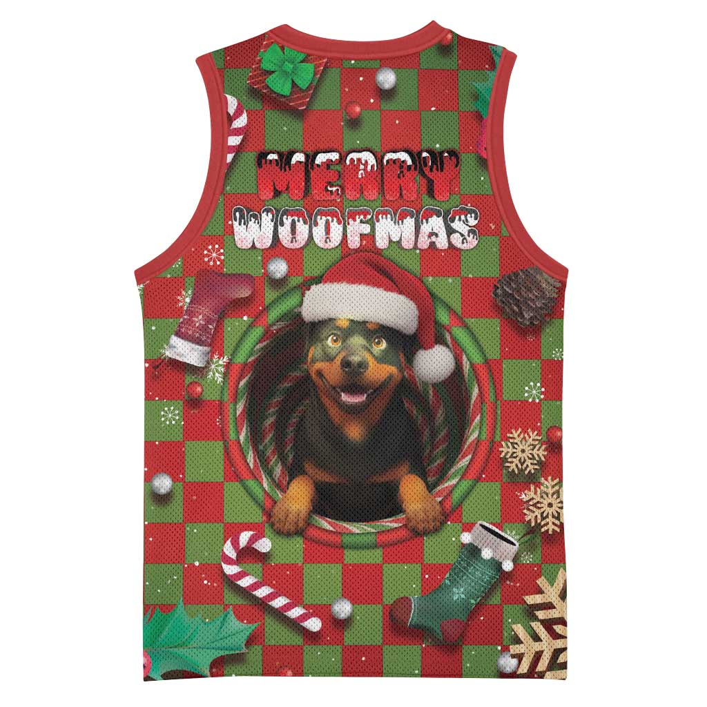 Rottweiler Christmas Basketball Jersey Merry Woofmas - Wonder Print Shop