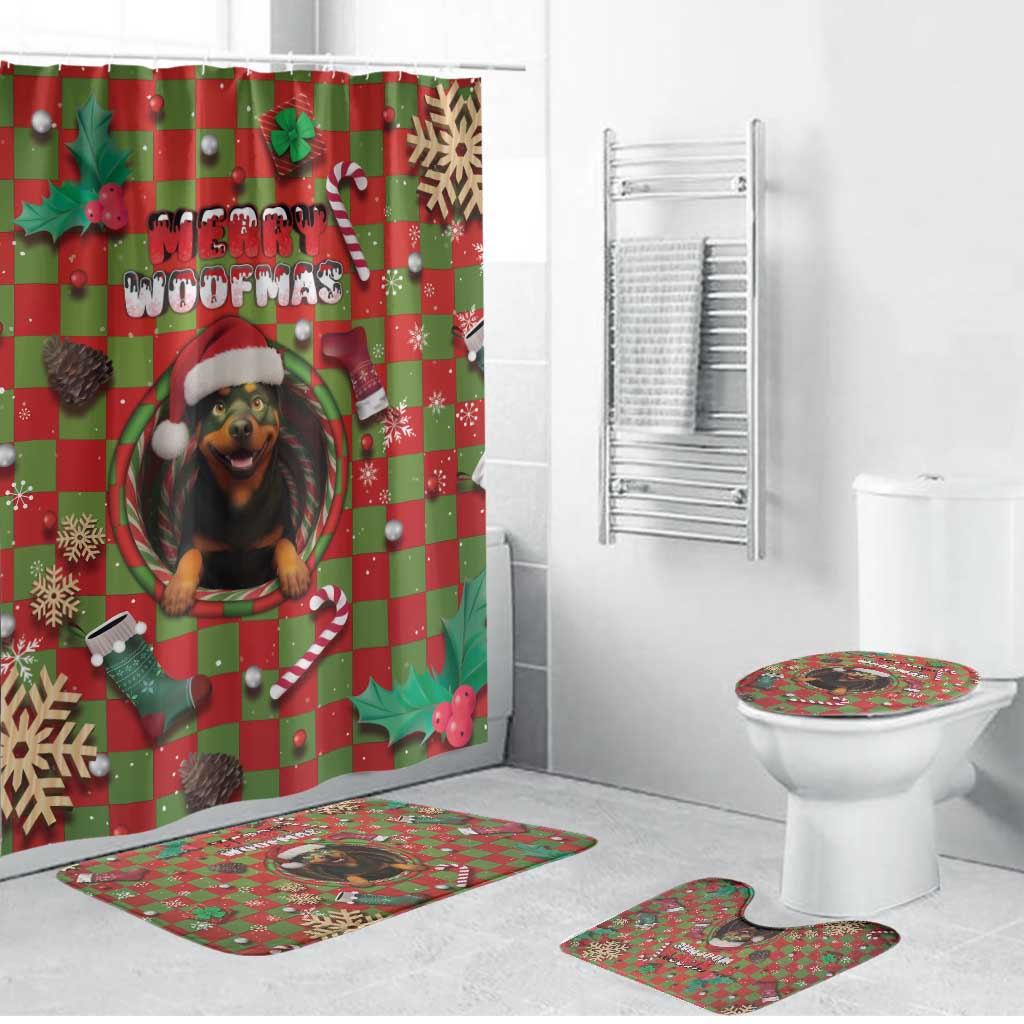 Rottweiler Christmas Bathroom Set Merry Woofmas - Wonder Print Shop
