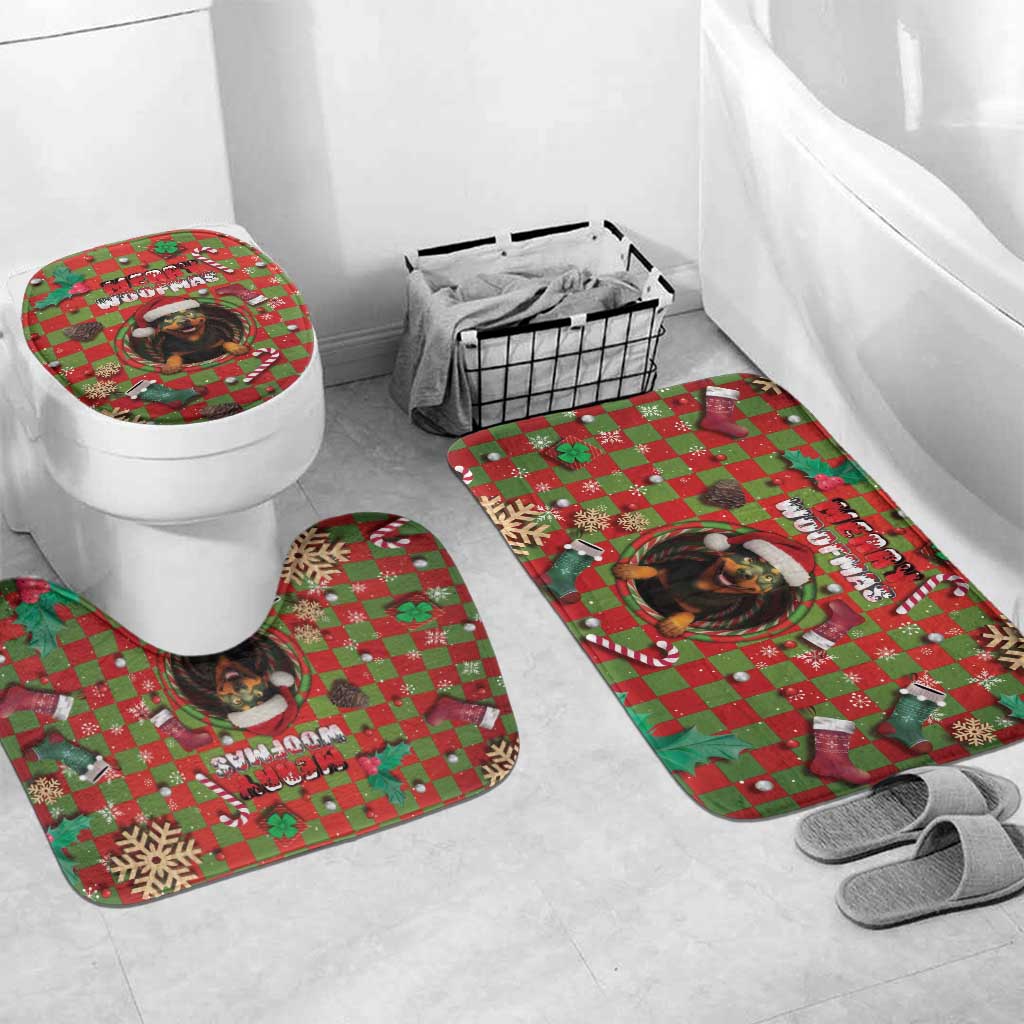 Rottweiler Christmas Bathroom Set Merry Woofmas - Wonder Print Shop