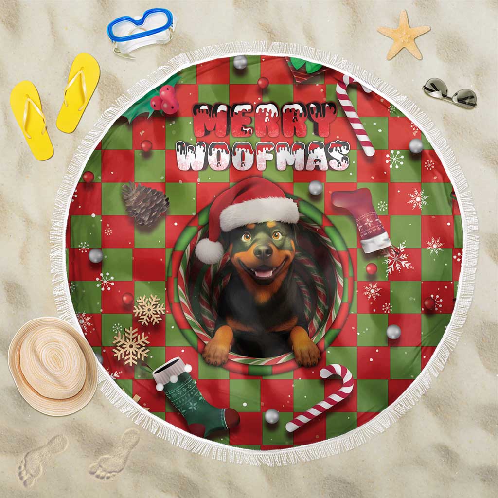 Rottweiler Christmas Beach Blanket Merry Woofmas - Wonder Print Shop