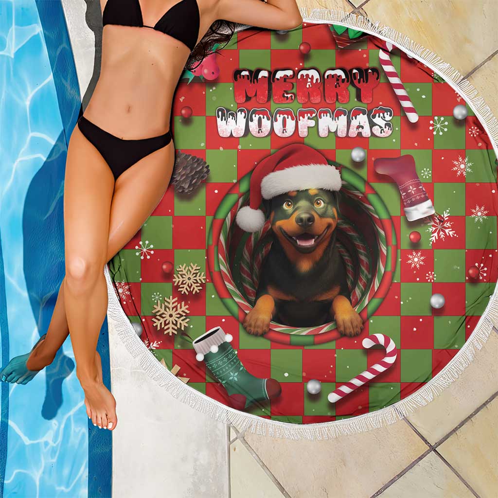 Rottweiler Christmas Beach Blanket Merry Woofmas - Wonder Print Shop