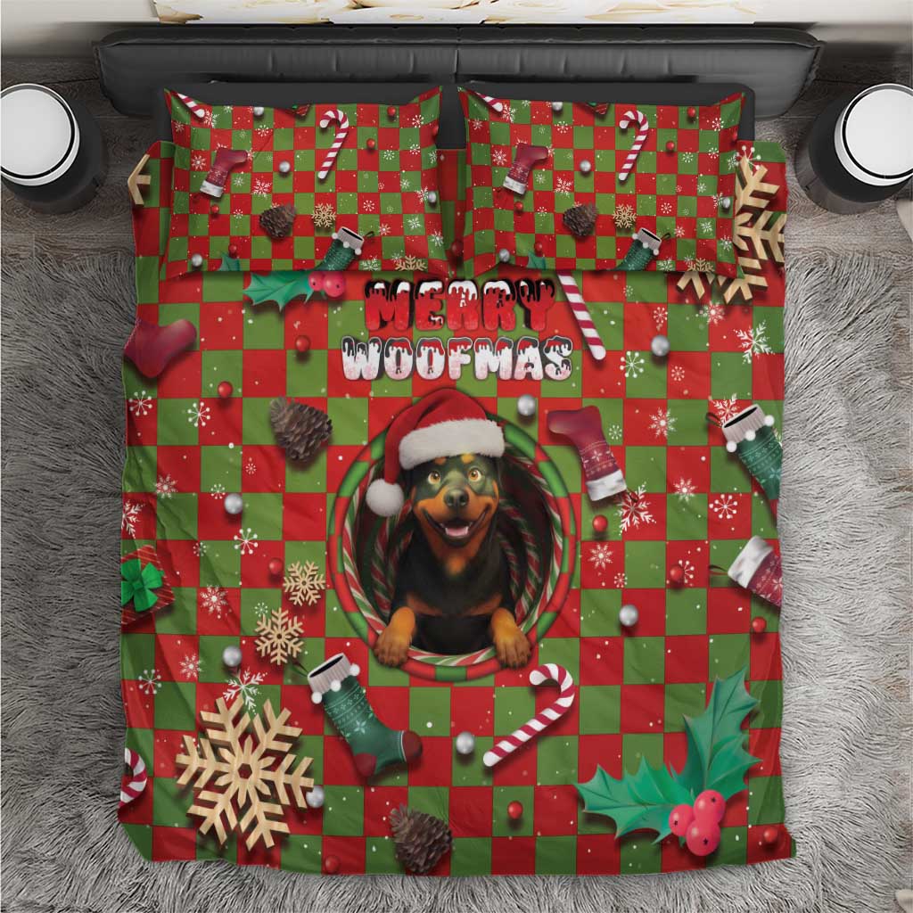 Rottweiler Christmas Bedding Set Merry Woofmas - Wonder Print Shop