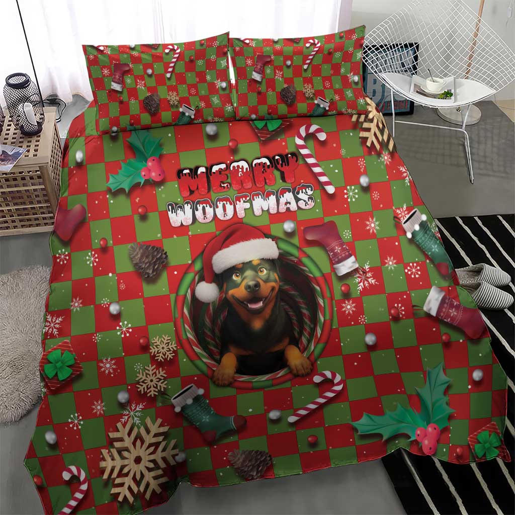 Rottweiler Christmas Bedding Set Merry Woofmas - Wonder Print Shop